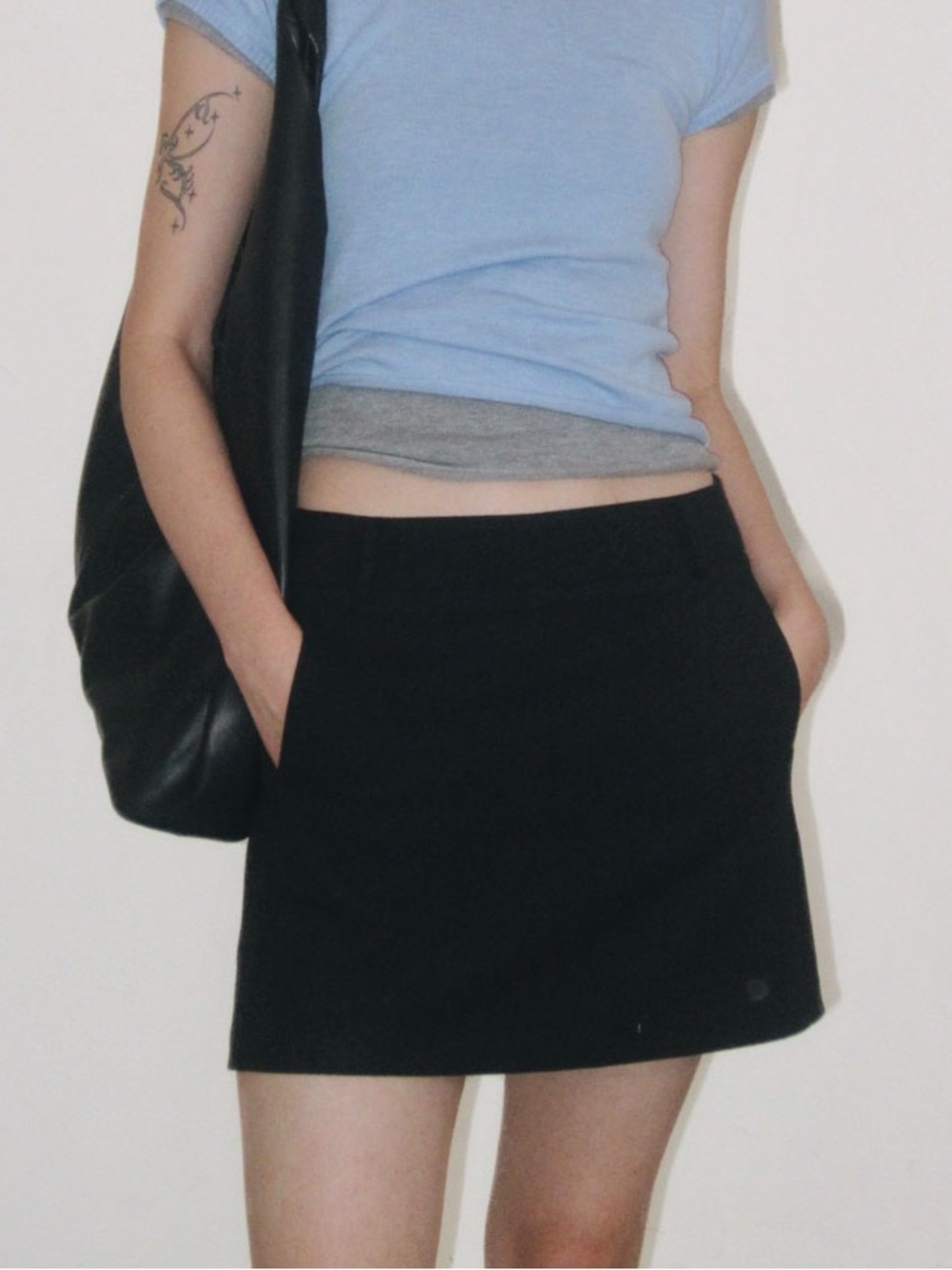 Classic Black A-Line Mini Skort (Brushed Lightweight Fabric)